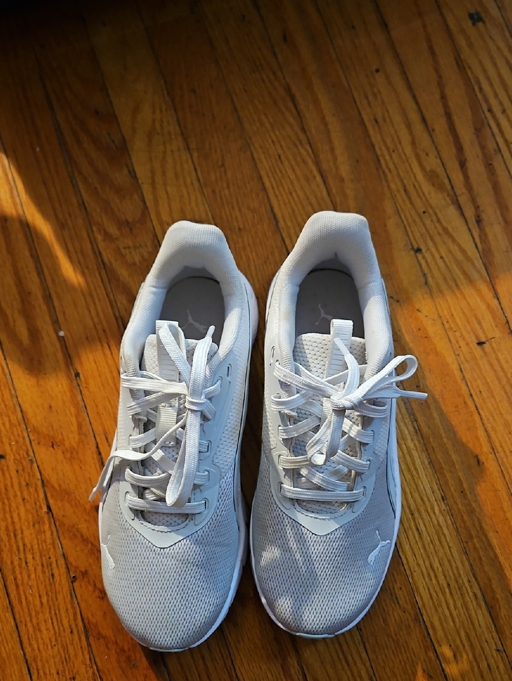 Puma White Mesh Lace-Up Sneakers